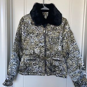 Xoxo leopard fur trim jacket.